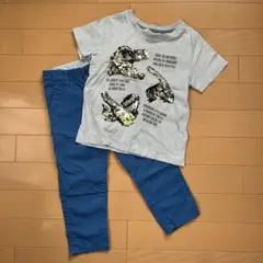 H&M size100〜110 Tシャツ パンツ セット 恐竜 スパンコールのサムネイル