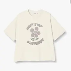 【110cm】フラワー柄Tシャツ【ペアマノン】