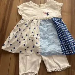 KP ドット　チェック柄 チュニックとショートパンツセット 90cm 綿100%