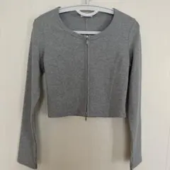 GU リブダブルジップカーディガン グレー　Mサイズ