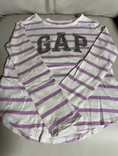 GAP 長袖カットソー 白紫ストライプ