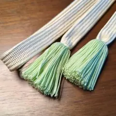 サ*マ様 クリーム色と緑色の帯締め　平組