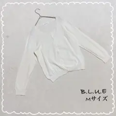 【ビーエルユーイー】 クルーネック カーディガン M アイボリー 綿100%のサムネイル