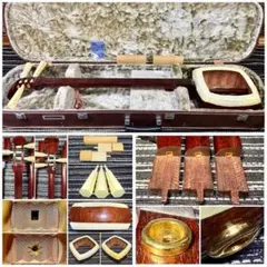 【総虎巻・極】至高 津軽三味線 金細 綾杉胴 極上 虎杢 トチ 美品 太棹 紅木 総虎巻・極】至高 津軽三味線 金細 綾杉胴 極上 虎杢 トチ 美品 太棹