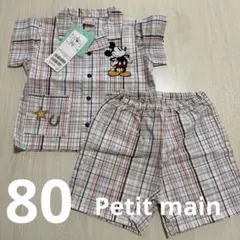 プティマイン ディズニーシャツ セットアップ 半袖 夏服 80 男の子 半ズボン