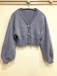 【新品未使用】GRL グレイル ビジューボタンVネックニットカーディガン ブルー