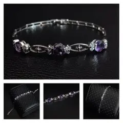 SILVER刻印 アメジストカラー ブレスレット 6g 18cm