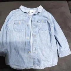 H&M デニムブルー 長袖シャツ 9-12M