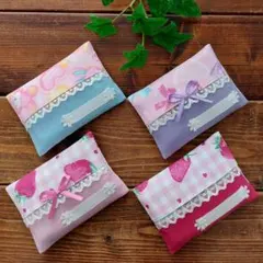 ハンドメイド　①ミニポケットティッシュケース4枚セット　ポケットティッシュカバー