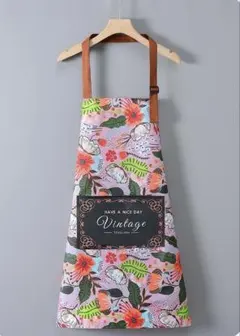 ヴィンテージ風花柄防水　大人用　エプロンのサムネイル