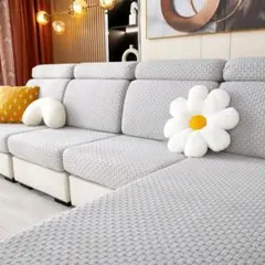 3点セット ソファーカバー クッションカバー シングル 50cm～70cmグレーのサムネイル