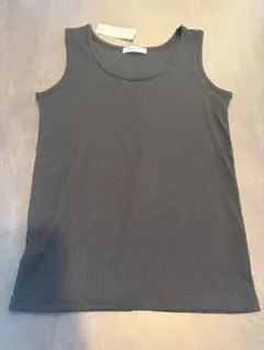 新品　しまむら　リブ　タンクトップ　ブラックのサムネイル
