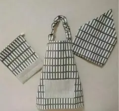 ハンドメイド 子供 エプロン・三角巾・収納袋 3点セット 90 100 北欧