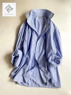 ベースレンジ　BASERANGE　シャツ　ストライプ　ブルー　コットン100 BASERANGE ベースレンジ シャツ LIMBER SHIRT リンバー SHLI PO