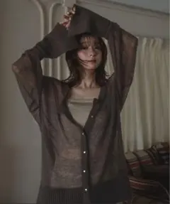 mideal design sleeve sheer knit cardigan