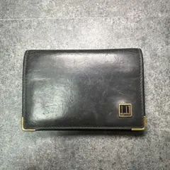 ダンヒル 二つ折り財布 黒 ゴールド金具 ヴィンテージレザー