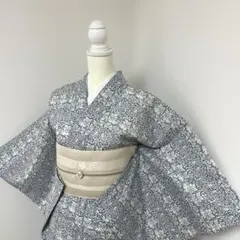 綿紬◇霞に小菊 露芝 夏物 浴衣 藍染本染 - メルカリ