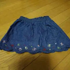 デニムスカート　90cm フルーツ　インナーパンツ付