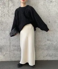 select MOCA by son ヴィンテージライクケーブルニット 黒