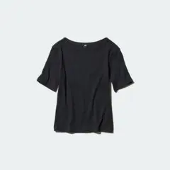 UNIQLO リブボートネックT/5分袖