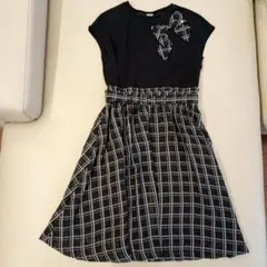 mezzo piano junior サイズL　ワンピース 黒/白チェック