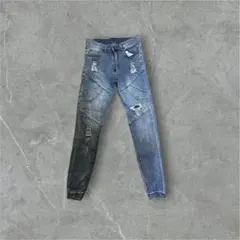 デニム　スキニーデニム　ダメージデニム　ブルー