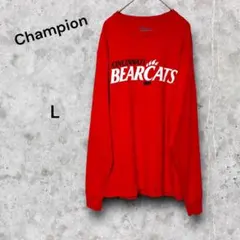 champion チャンピオン ロンT アメフト　赤　Lサイズ　古着