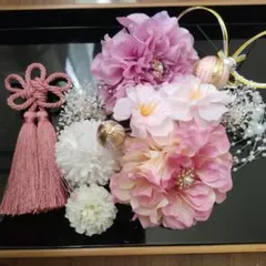 和装振袖成人式結婚式等に髪飾りセット ローズピンクとクリームピンク