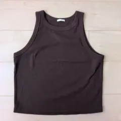 GU　リブタンクトップ　ブラウン　XL