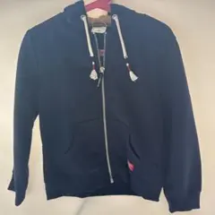 ネイビー フルジップパーカー フリース裏地付き