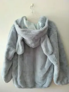 【サンリオ】シナモン、水色、 ファー、耳付きパーカー