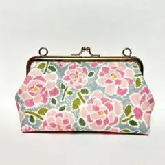 がま口ポーチ　リバティーハンドメイド　　ピンク