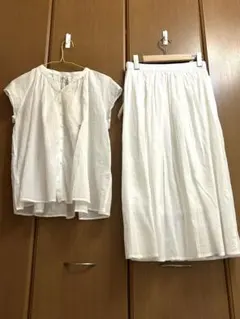 婦人強撚ボイルフレンチスリーブブラウス＆ギャザースカートＳセットアップ最終価格