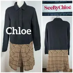 シーバイクロエ ネイビー ポロシャツスタイル ワンピース