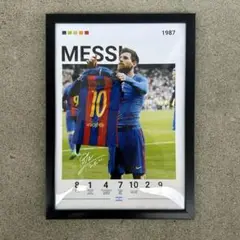 リオネルメッシ バルセロナ　フレーム付きポスター　A4 MESSI