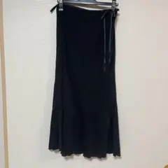 INGEBORG 黒フレアスカート サイドリボン チャック