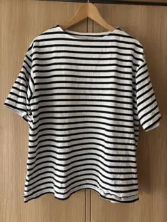 【美品】　無印良品　ボートネック　ボーダーカットソー　L