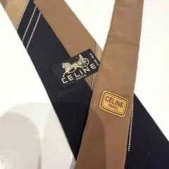 セリーヌ CELINE ネクタイ ツートーン ブラウン ネイビー
