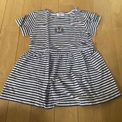 miki house ストライプ半袖ワンピース
