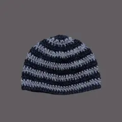 ハンドメイド　ビーニー　ニット帽　ボーダー