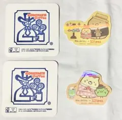 すみっコぐらし　ダイカットステッカー　コメダ珈琲店　２種セット+コースター2枚