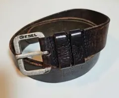 DIESEL ダークブラウン レザーベルト サイズ85