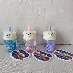推しカフェ　くまソーダマスコット　キーホルダー　3種セット