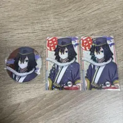鬼滅の刃 宅麺 メタリック缶バッジ 特典カード 伊黒小芭内