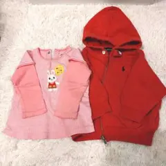 Ralph Lauren 赤 フード付きパーカー 70ミキハウス