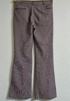 ​【70sヴィンテージ】ダブルニット フレアパンツ 総柄 幾何学 W34 レトロ