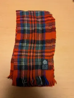 ウール100% チェック柄マフラー