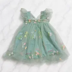 キッズ チュールワンピース 蝶々モチーフ 90cm