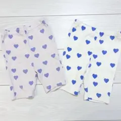 プティマイン　ハート柄　七分丈パンツ　80 2枚