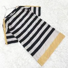 新品 『エルプラネット』 (38) ボーダー柄ワンピース 半袖 肩ボタン 清楚